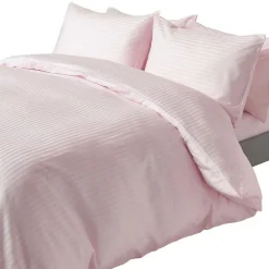 Homescapes Parure de lit satin rayé en coton égyptien 330 fils violet, 260x220cm -* Parure De Lit