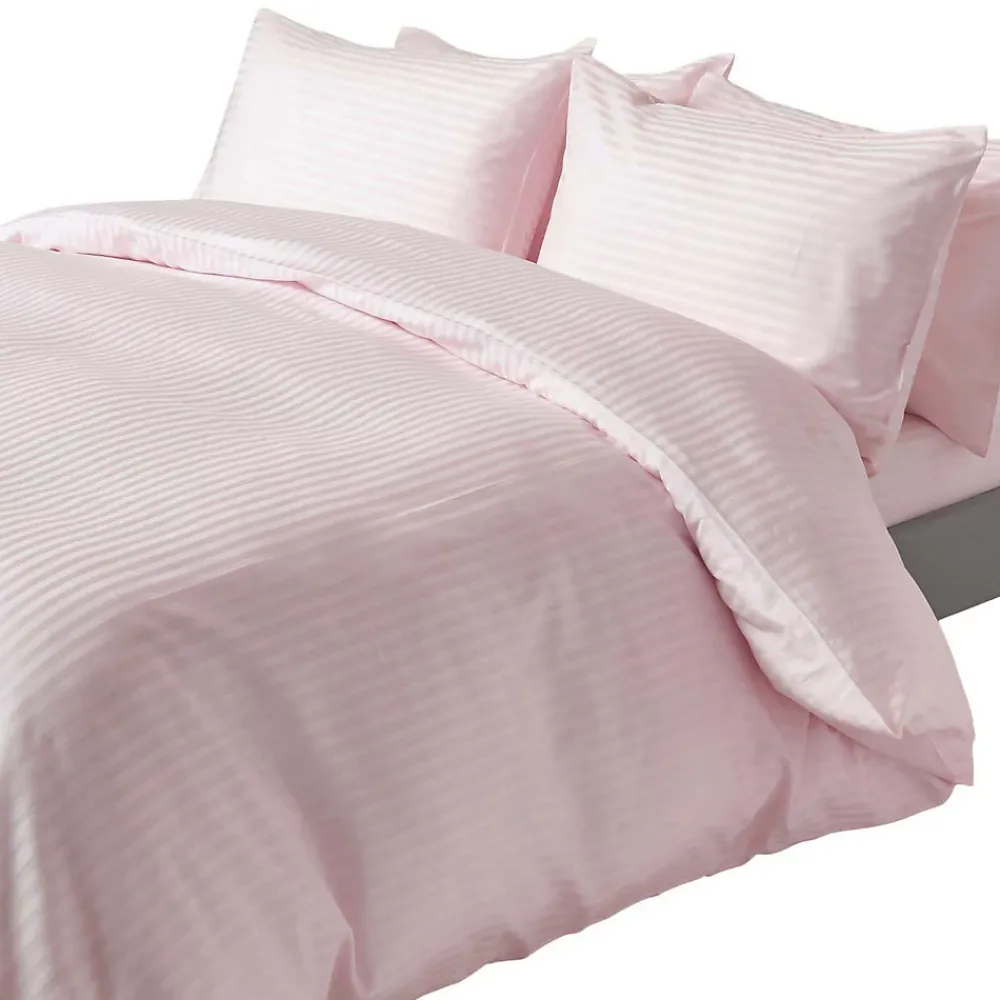 Homescapes Parure de lit satin rayé en coton égyptien 330 fils violet, 260x220cm -* Parure De Lit