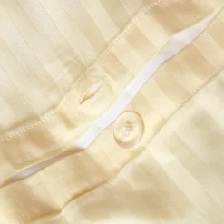 Parure de lit satin rayé en coton égyptien 330 fils jaune pâle, 155x220cm -><noscript><img width=