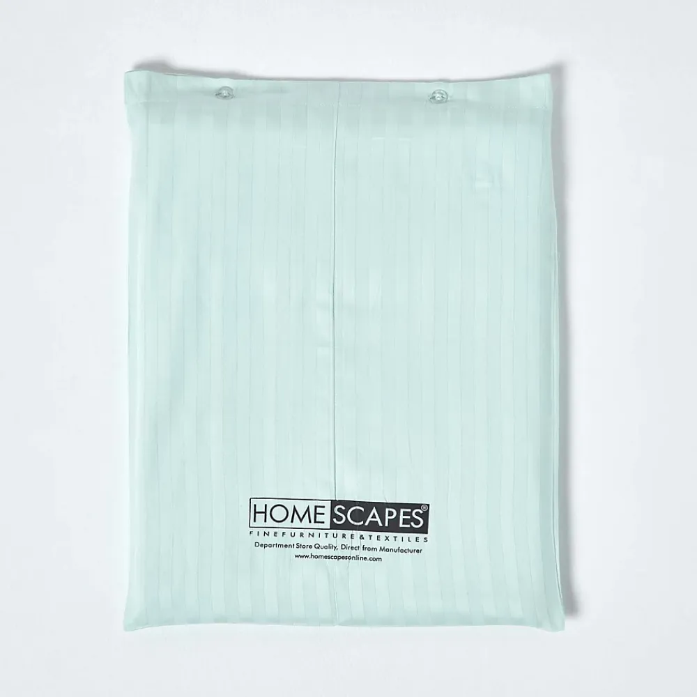 Homescapes Parure de lit satin rayé en coton égyptien 330 fils bleu, 230x220cm -* Parure De Lit