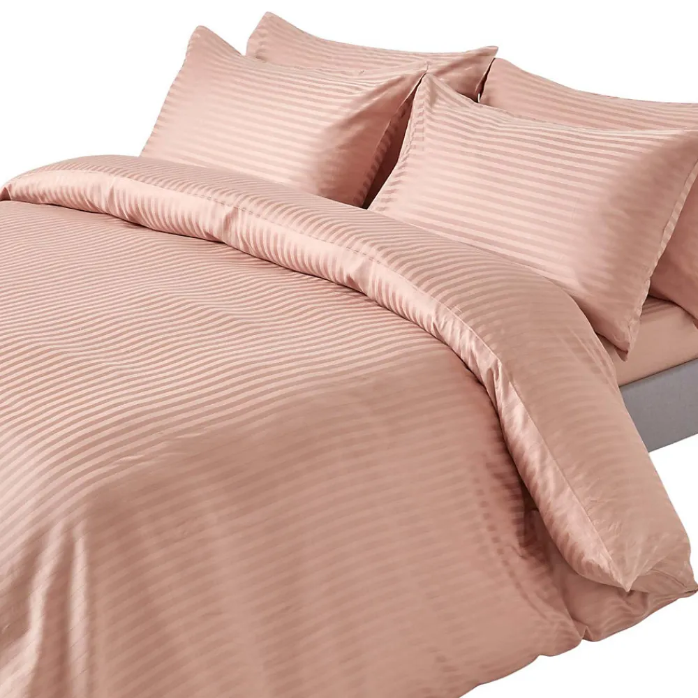 Parure de lit satin rayé en coton égyptien 330 fils taupe, 230x220cm ->Homescapes Discount