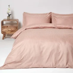 Parure de lit satin rayé en coton égyptien 330 fils taupe, 230x220cm ->Homescapes Discount