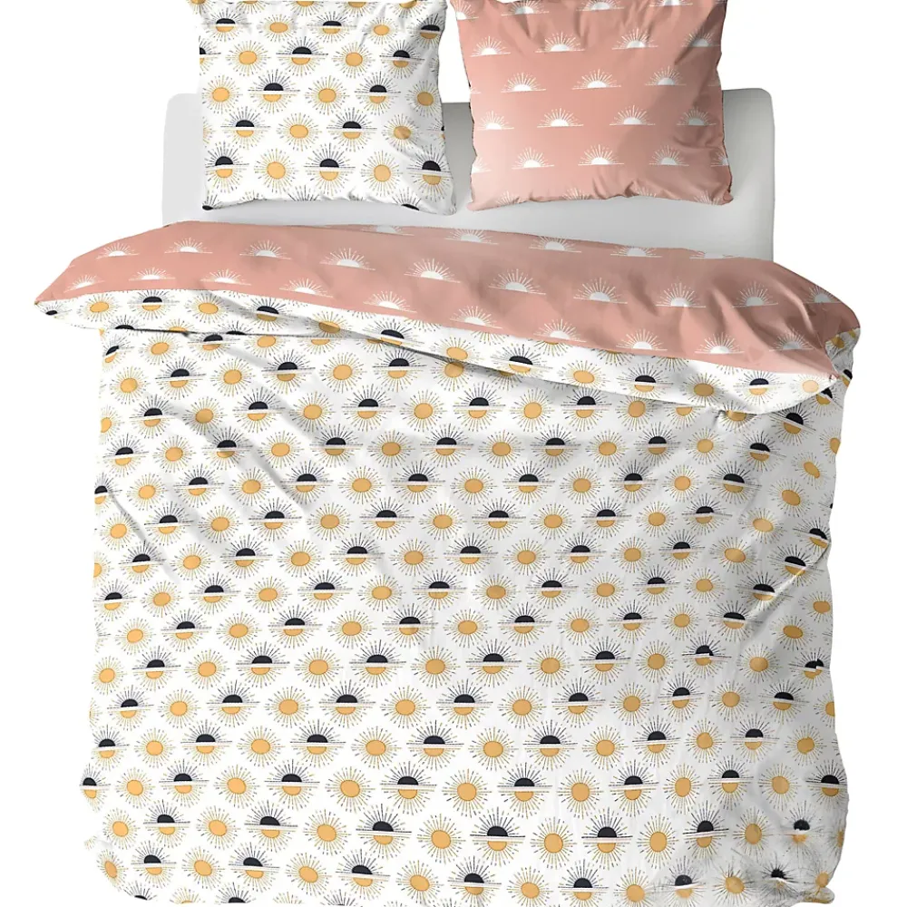 Linnea Parure de lit TERRAMEA 260x240 cm pur coton blanc motifs solaires 3 pièces* Parure De Lit