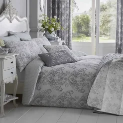 Homescapes Parure de lit Toile de Jouy en polycoton - gris, 260x220cm -* Parure De Lit