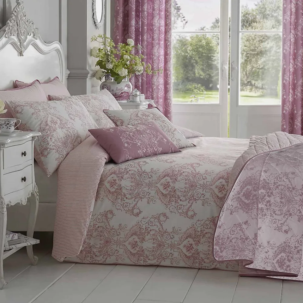 Homescapes Parure de lit Toile de Jouy en polycoton - rose, 200x200cm -* Parure De Lit