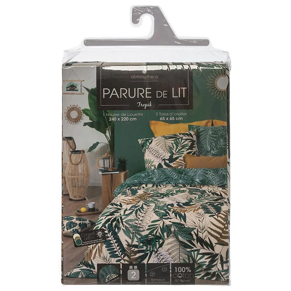 Parure de lit Tropik en coton 240x220 cm - Atmosphera>Atmosphera Créateur D'Intérieur New