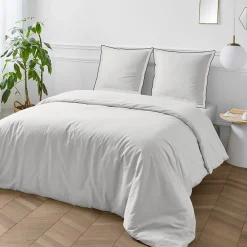 Future Home Parure de lit unie en coton finition bourdon 240x220cm* Parure De Lit