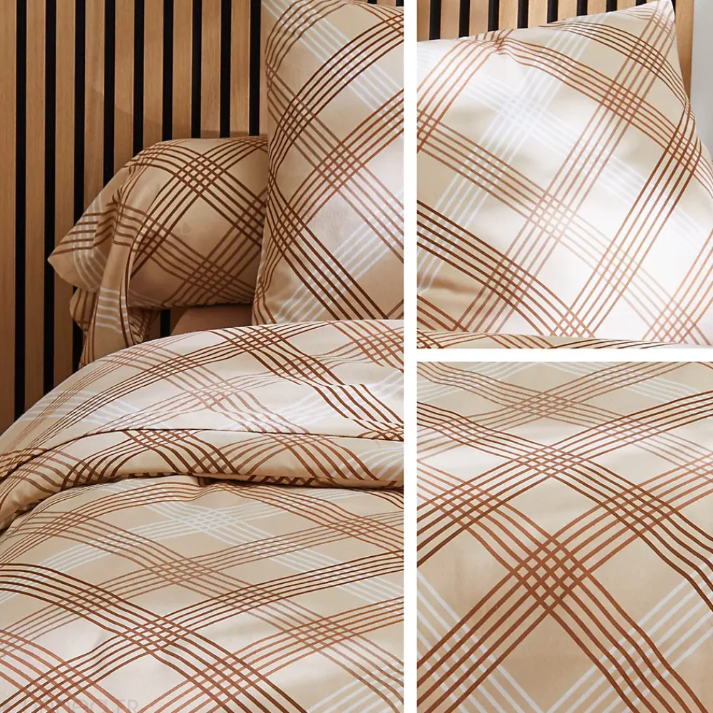 Linnea Parure de lit 200x200 cm 100% flanelle de coton ARTHUR beige 3 pièces* Parure De Lit