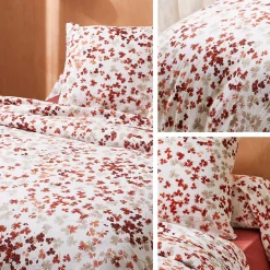 Parure de lit 140x200 cm 100% flanelle de coton ÉMILIE rouge 2 pièces><noscript><img width=