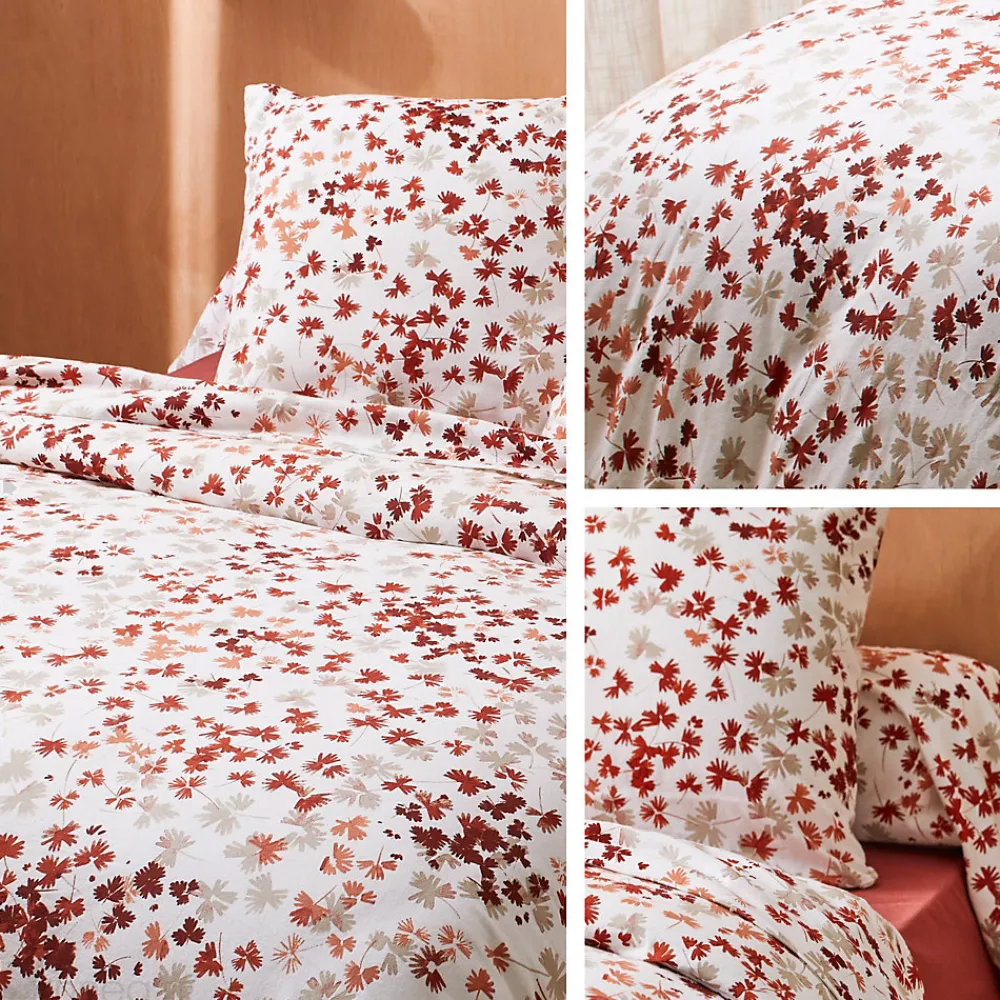 Parure de lit 140x200 cm 100% flanelle de coton ÉMILIE rouge 2 pièces>Linnea Outlet