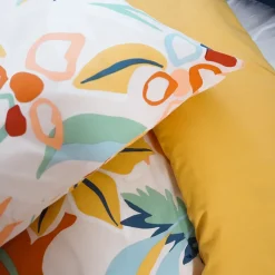 Linnea Parure de lit 240x220 cm coton BCI adouci LUCIA Jaune Cobalt 3 pièces* Parure De Lit