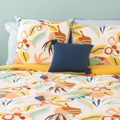 Linnea Parure de lit 240x220 cm coton BCI adouci LUCIA Jaune Cobalt 3 pièces* Parure De Lit