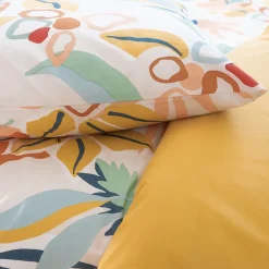 Linnea Parure de lit 240x220 cm coton BCI adouci LUCIA Jaune Cobalt 3 pièces* Parure De Lit