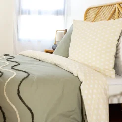 Parure de lit 260x240 cm coton BCI adouci LINEA Vert 3 pièces><noscript><img width=