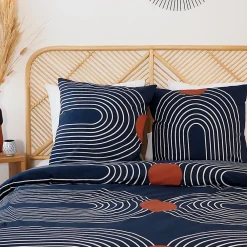 Parure de lit 240x220 cm coton BCI adouci CUTS Bleu 3 pièces><noscript><img width=