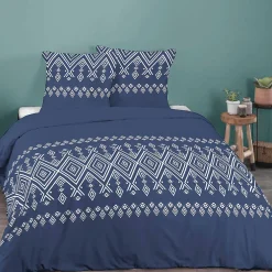 Parure de lit 240x220 cm coton NORDA Bleu>Linnea Discount