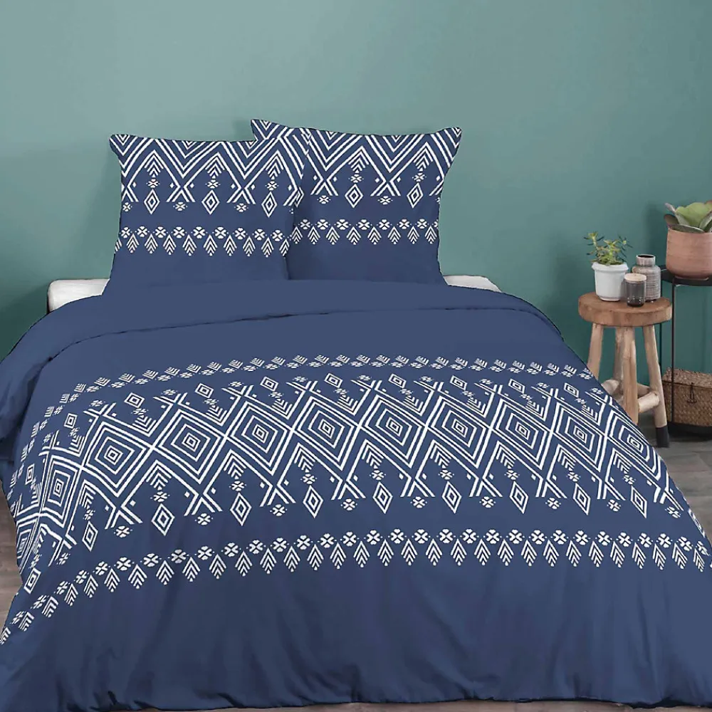 Parure de lit 240x220 cm coton NORDA Bleu>Linnea Discount