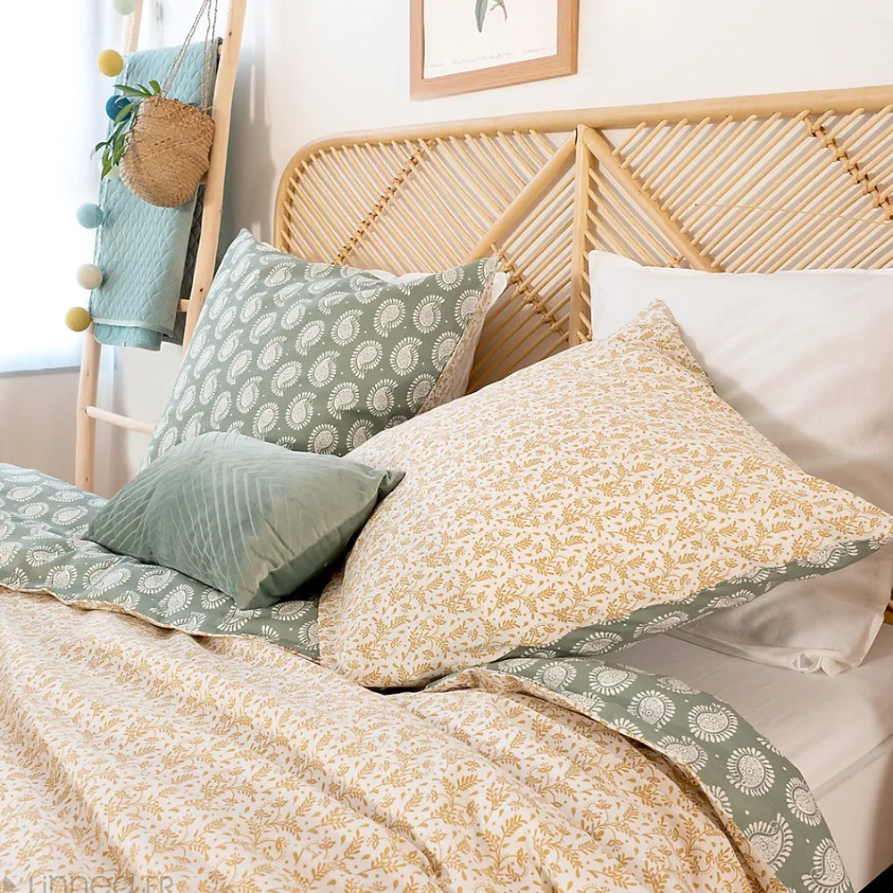 Parure de lit 240x220 cm coton bci adouci WAY vert 3 pièces>Linnea Discount