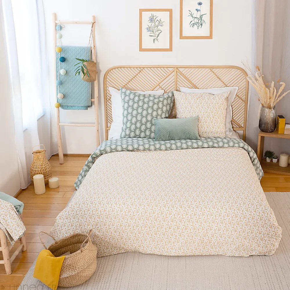 Parure de lit 240x220 cm coton bci adouci WAY vert 3 pièces>Linnea Discount
