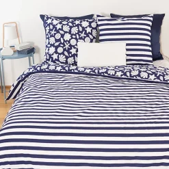 Linnea Parure de lit 260x240 cm coton BCI adouci CAPRI Bleu 3 pièces* Parure De Lit