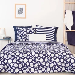 Linnea Parure de lit 260x240 cm coton BCI adouci CAPRI Bleu 3 pièces* Parure De Lit