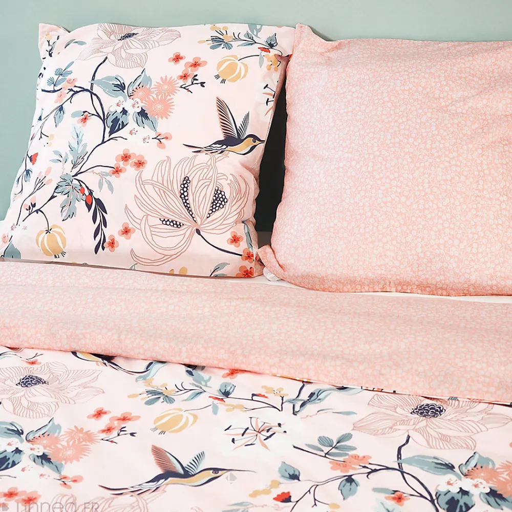 Parure de lit 260x240 cm coton bci adouci PANGA rose 3 pièces>Linnea Discount