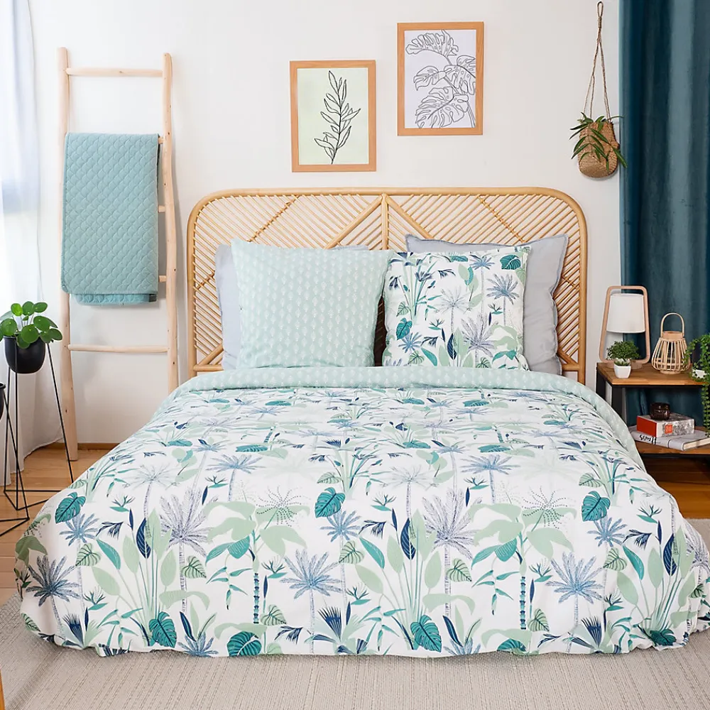 Parure de lit 240x220 cm coton bci adouci ALISCO bleu 3 pièces>Linnea Discount