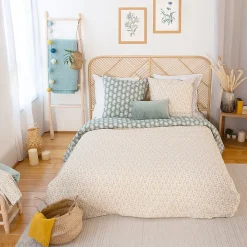 Parure de lit 260x240 cm coton bci adouci WAY vert 3 pièces><noscript><img width=