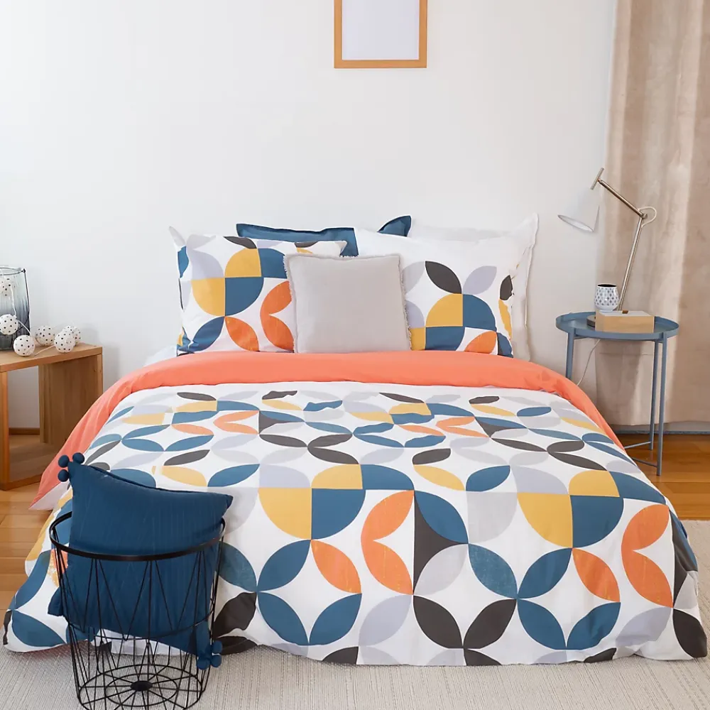 Linnea Parure de lit 240x220 cm coton PRUNE Blanc 3 pièces* Parure De Lit