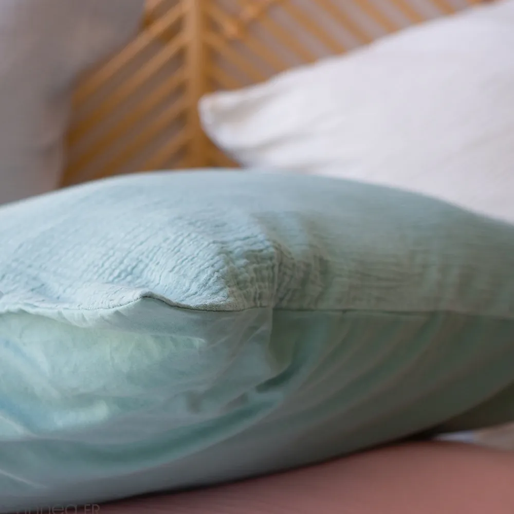 Parure de lit 260x240 cm double gaze de coton GAZGAZ vert amande 3 pièces>Linnea Clearance