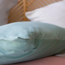Parure de lit 240x220 cm double gaze de coton GAZGAZ vert amande 3 pièces><noscript><img width=