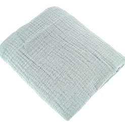 Parure de lit 240x220 cm double gaze de coton GAZGAZ vert amande 3 pièces><noscript><img width=