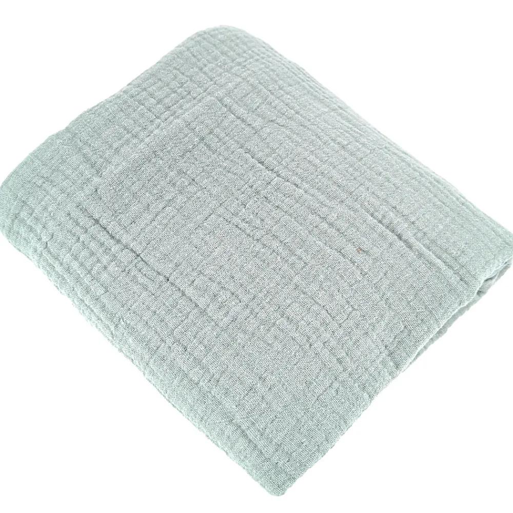 Parure de lit 240x220 cm double gaze de coton GAZGAZ vert amande 3 pièces>Linnea Best