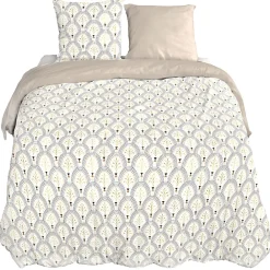 Parure de lit 240x220 cm en coton WAG motif géométrique blanc et bleu 3 pièces>Linnea Online