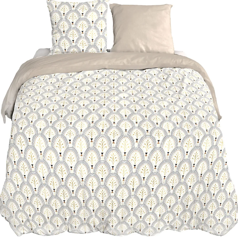 Parure de lit 240x220 cm en coton WAG motif géométrique blanc et bleu 3 pièces>Linnea Online
