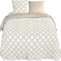 Parure de lit 260x240 cm en coton WAG motif géométrique blanc et bleu 3 pièces>Linnea