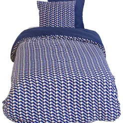 Parure de lit 140x200 cm en microfibre LOSS bleu foncé motif géométrique 2 pièces>Linnea
