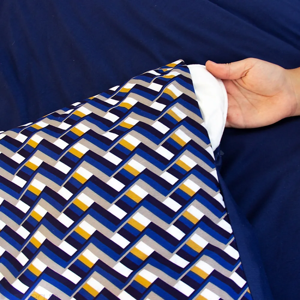 Parure de lit 140x200 cm en microfibre LOSS bleu foncé motif géométrique 2 pièces>Linnea