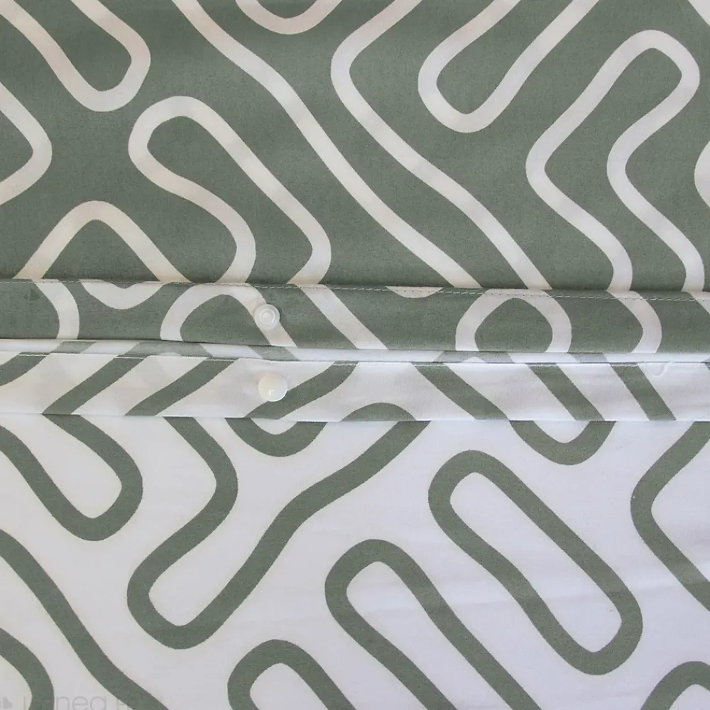 Linnea Parure de lit 140x200 cm en microfibre PARCHEMIN vert motif graphique 2 pièces* Parure De Lit