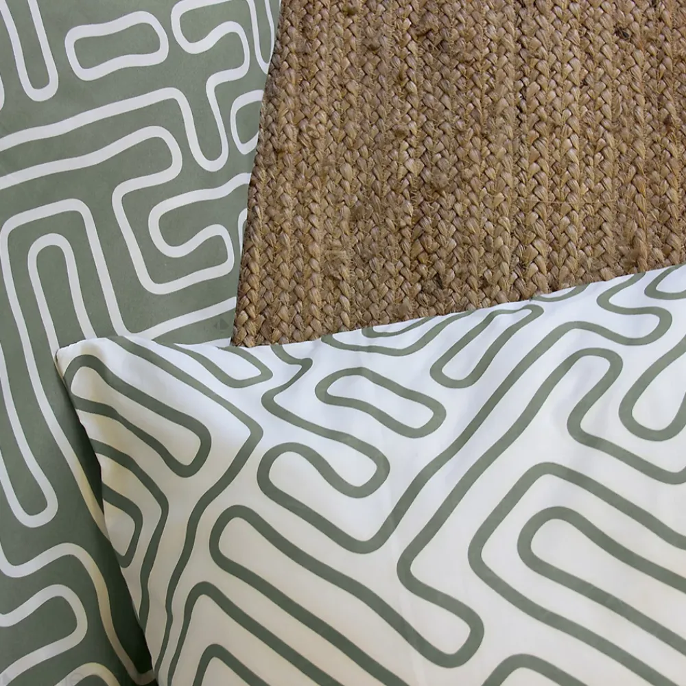 Linnea Parure de lit 140x200 cm en microfibre PARCHEMIN vert motif graphique 2 pièces* Parure De Lit