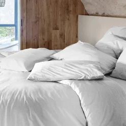 Linnea Parure de lit 280x240 cm et 50x70 cm coton lavé PALACE blanc neige 3 pièces* Parure De Lit