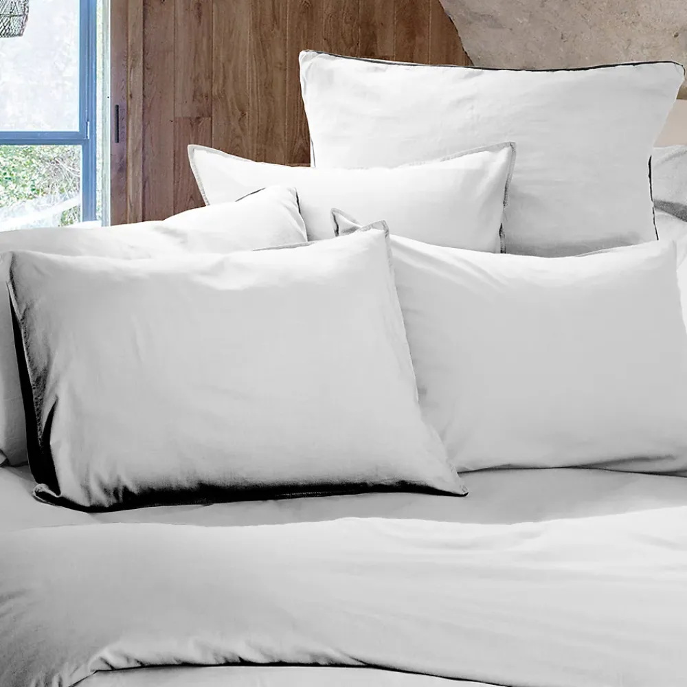 Linnea Parure de lit 280x240 cm et 50x70 cm coton lavé PALACE blanc neige 3 pièces* Parure De Lit