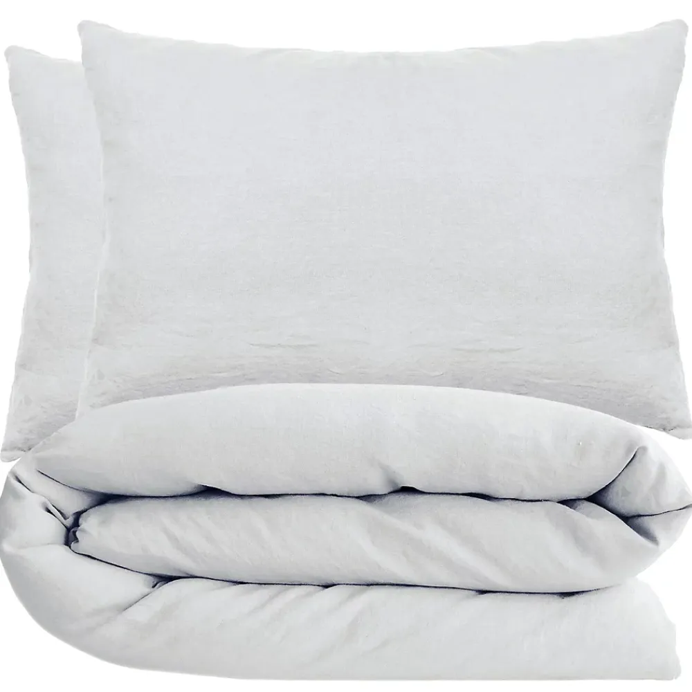 Linnea Parure de lit 280x240 cm et 50x70 cm coton lavé PALACE blanc neige 3 pièces* Parure De Lit