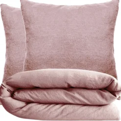 Linnea Parure de lit 240x220 cm et 65x65 cm coton lavé PALACE rose 3 pièces* Parure De Lit