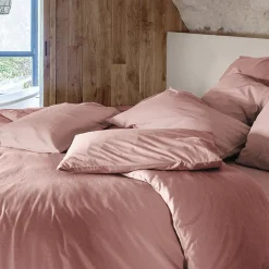 Linnea Parure de lit 240x220 cm et 65x65 cm coton lavé PALACE rose 3 pièces* Parure De Lit