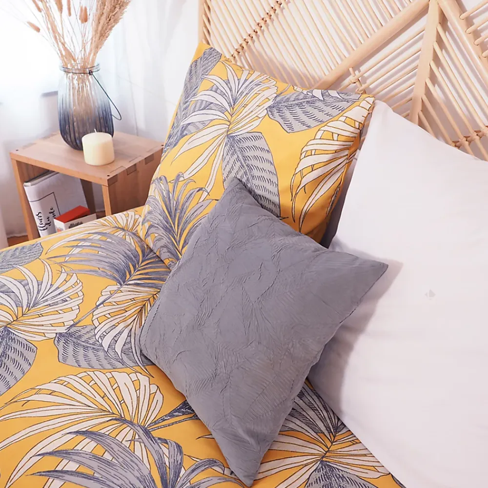 Linnea Parure de lit 240x220 cm Microfibre 50% recyclée AQUILIE Jaune 3 pièces* Parure De Lit