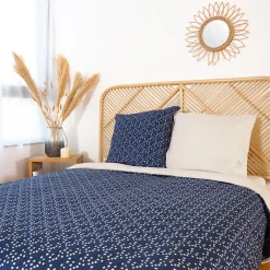 Parure de lit 240x220 cm Microfibre 50% recyclée FLENA Bleu 3 pièces><noscript><img width=