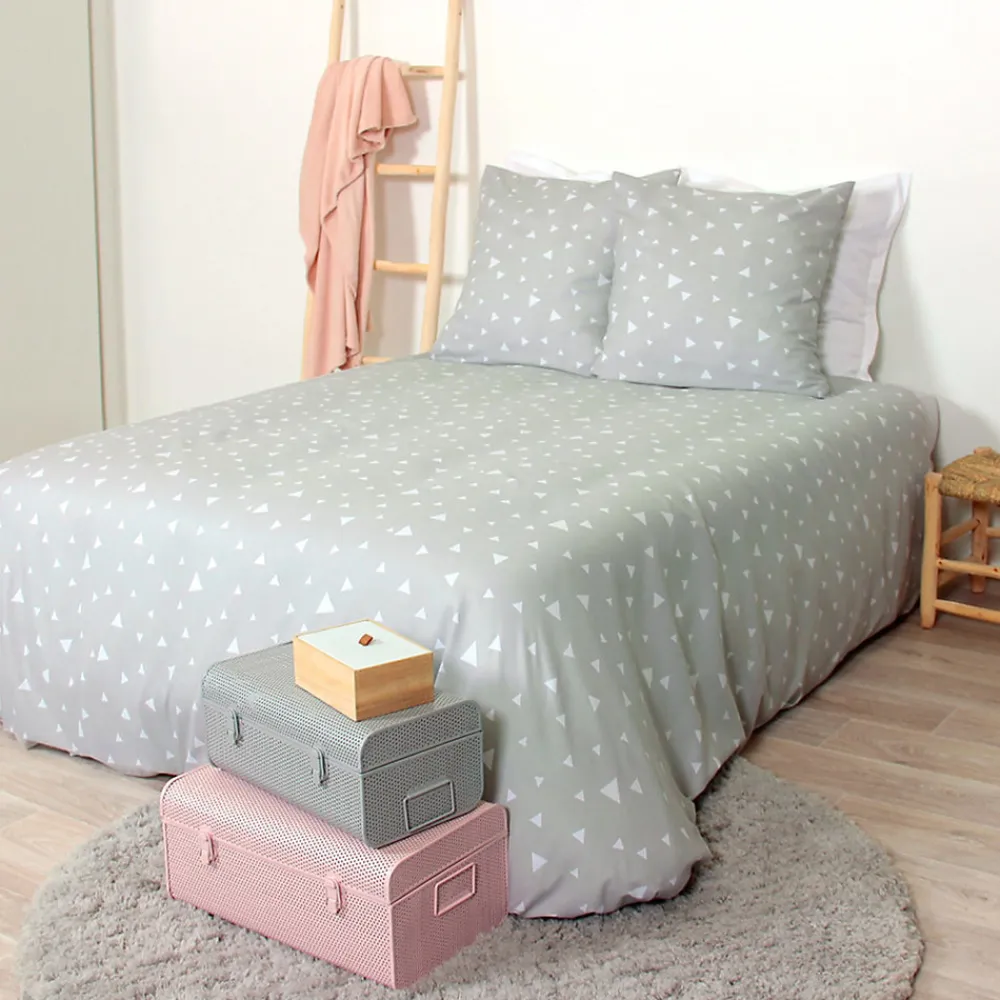 Parure de lit 260x240 cm microfibre PISA gris Perle>Linnea