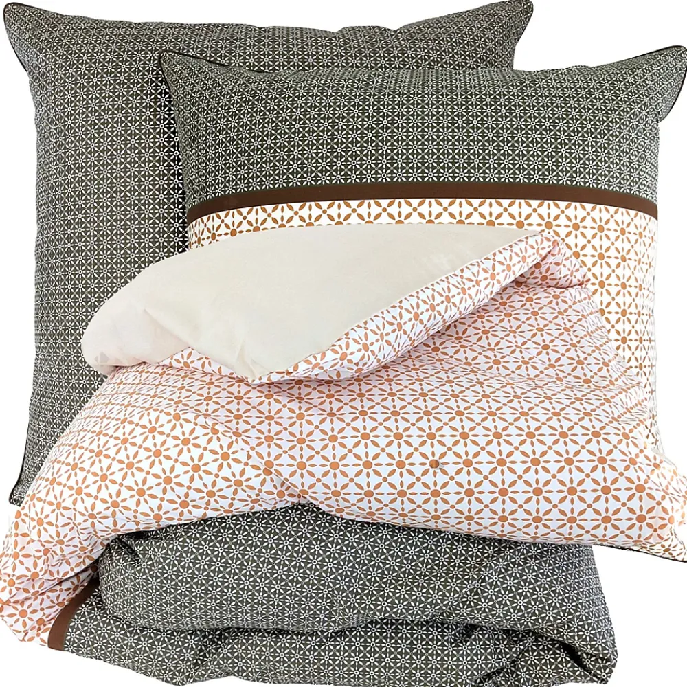 Linnea Parure de lit 140x200 cm percale coton GABIN marron Epice 2 pièces* Parure De Lit