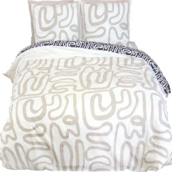 Linnea Parure de lit 260x240 cm pur coton collection SIDNIE blanc motif abstrait 3 pièces* Parure De Lit